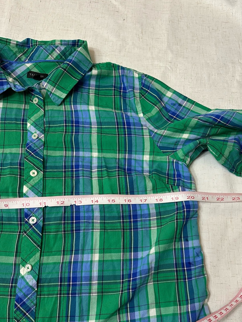 🍏Talbots Green Blue Plaid Button-Down Shirt - Picture 6 of 7